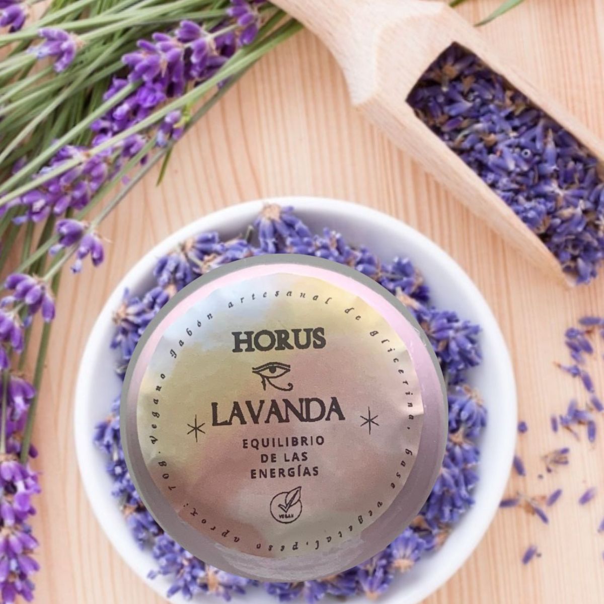 JABÓN DE LAVANDA CON HIERBAS ARTESANAL 70g  -VEGANO-