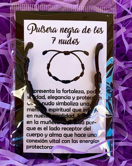 PULSERA NEGRA DE LOS 7 NUDOS